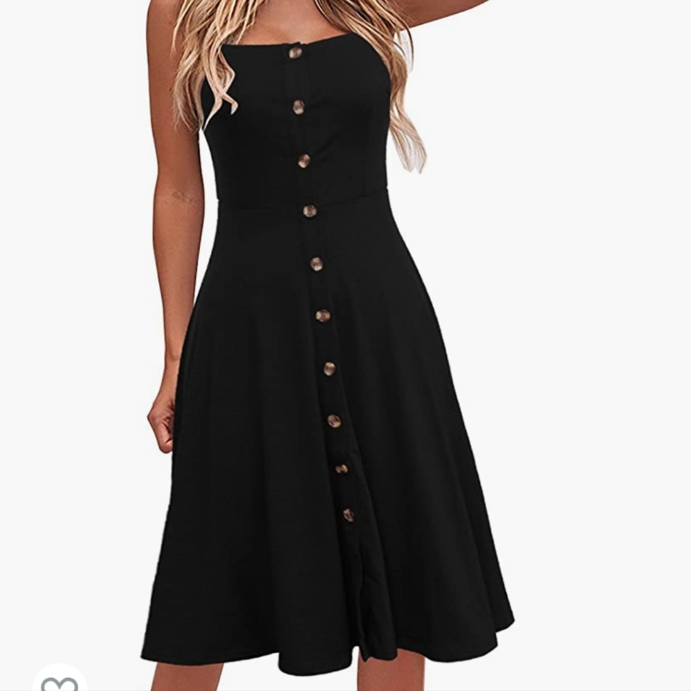 Elegant Black Button-Down Midi Dress